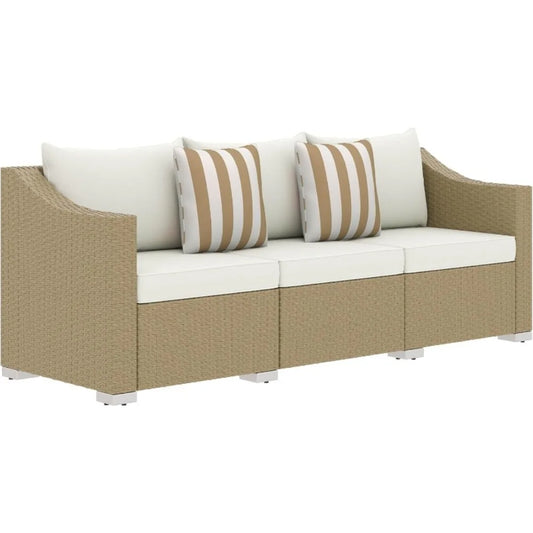 Angduo 3 Seater Wicker Patio Sofa With Cushions
