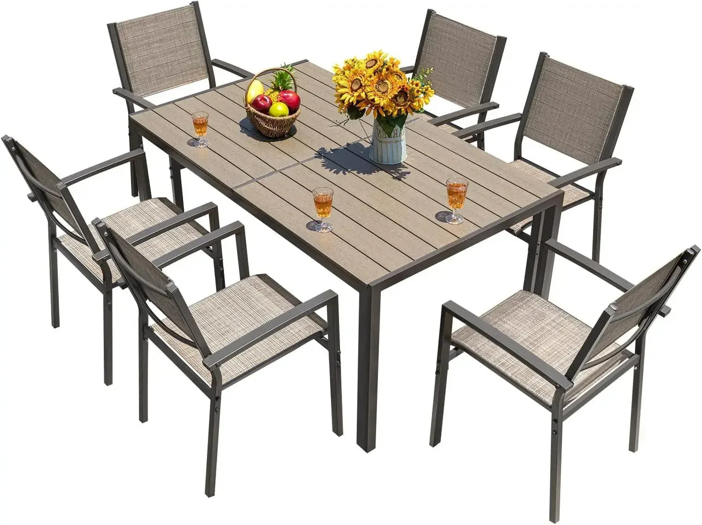XMSJ Patio Dining Set 7 Pieces Outdoor Furniture