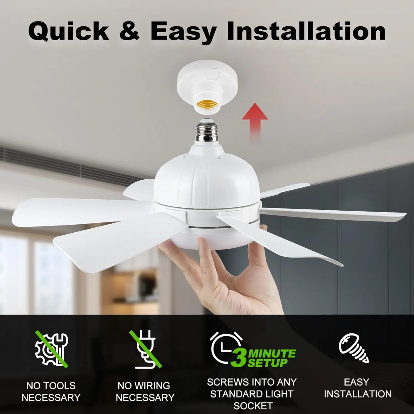 Mexllex LED Ceiling Fan Light with Remote Control