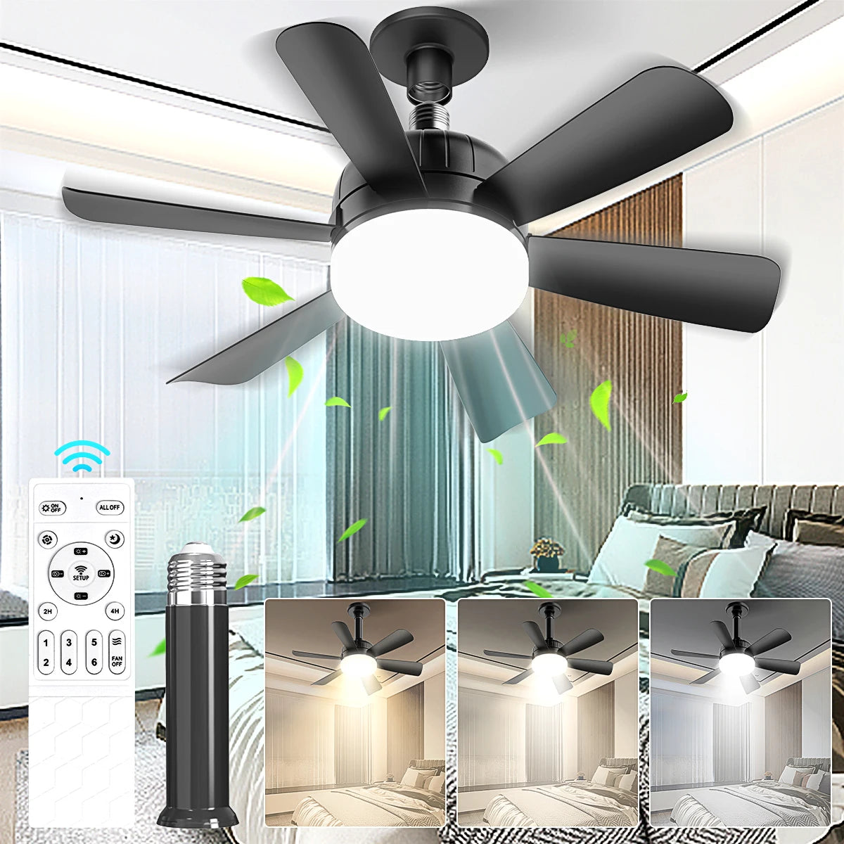 Mexllex LED Ceiling Fan Light with Remote Control