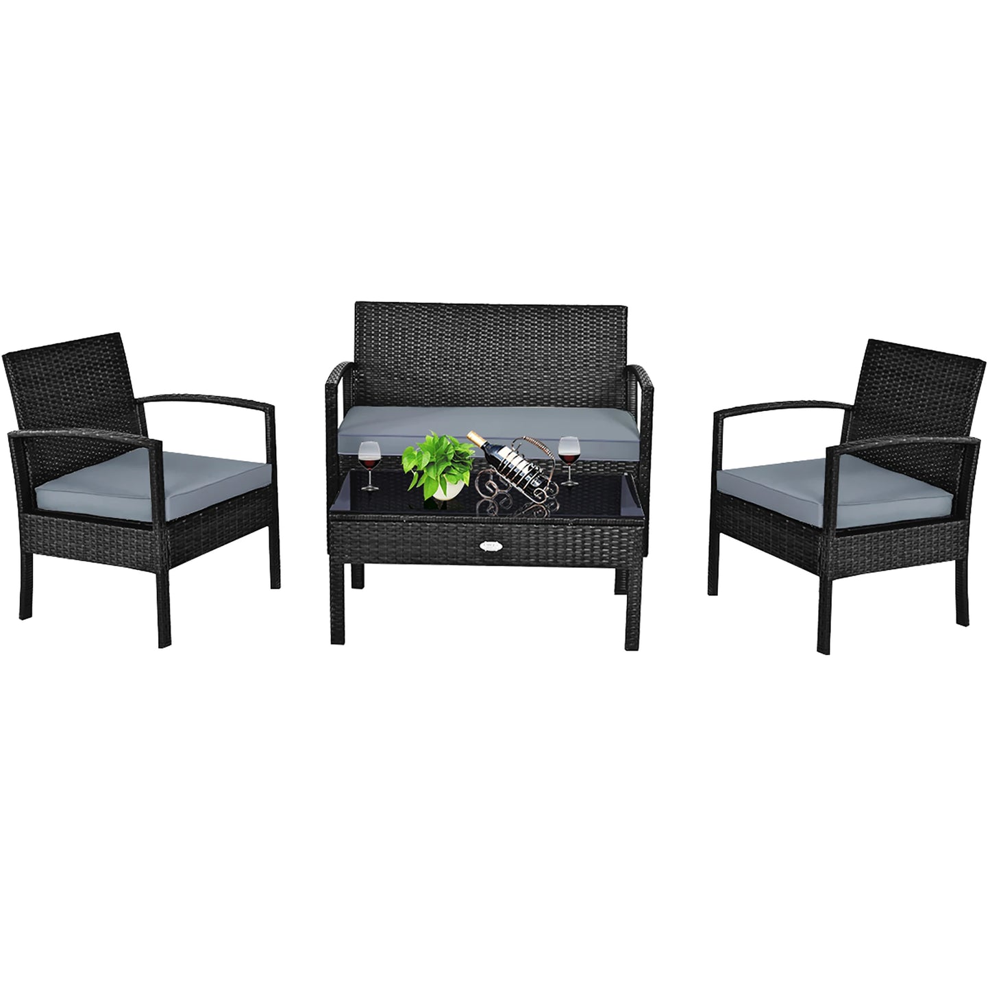 HOMASIS 4pcs Outdoor Patio Rattan Wicker Sofa Set