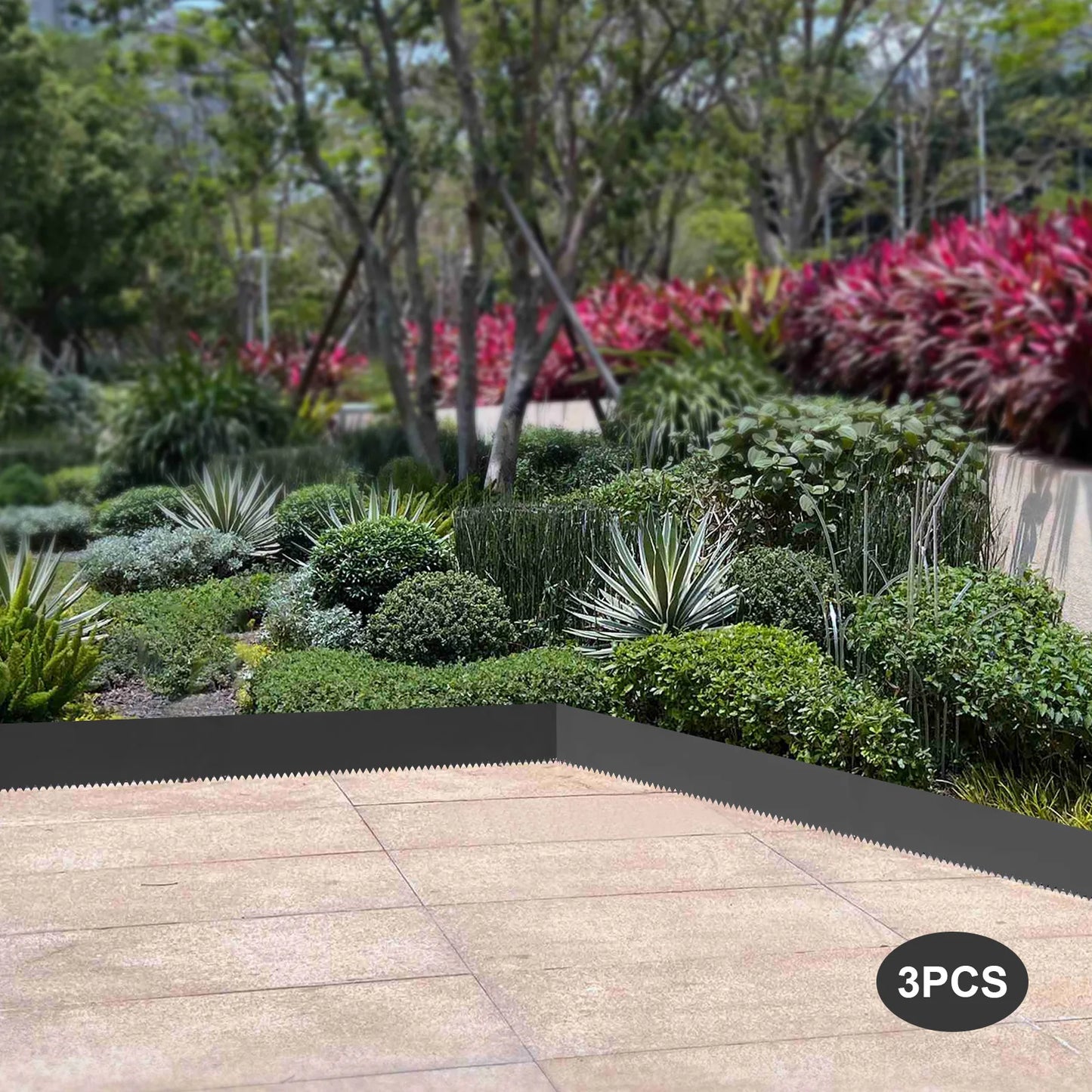 3 Pieces 40 Inch by 8 Inch Steel Landscape Edging Black EcoBorder Garden Backyard Lawn Barrier