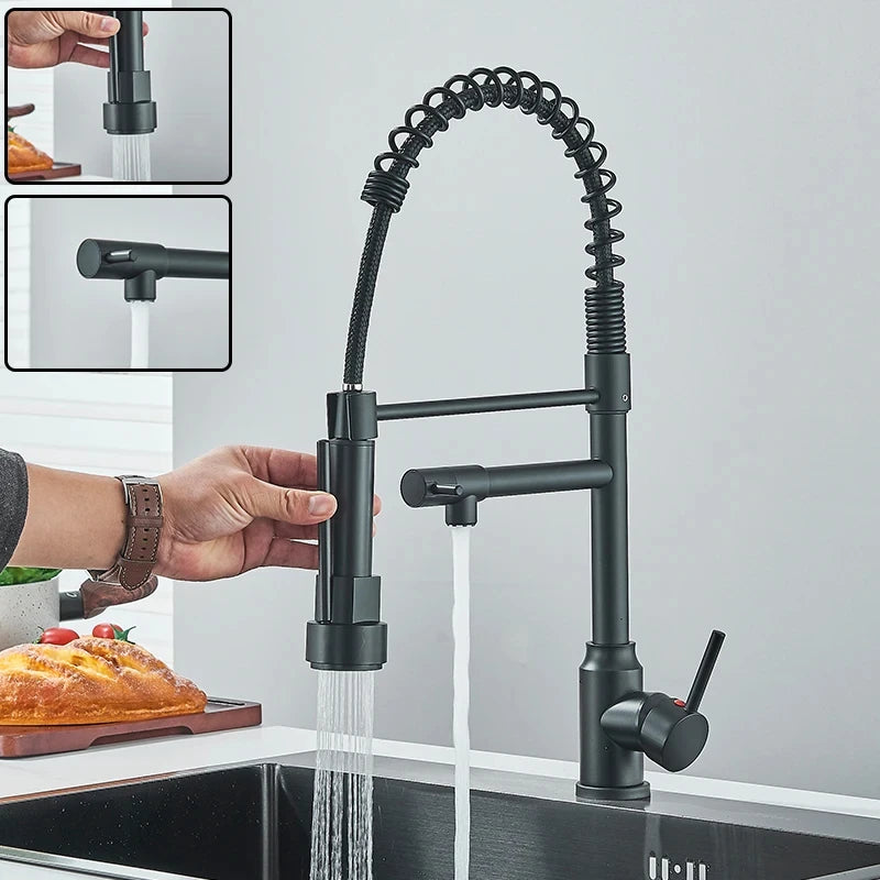 Wanmivezlo Kitchen Sink Faucet Pull Down Dual Spout