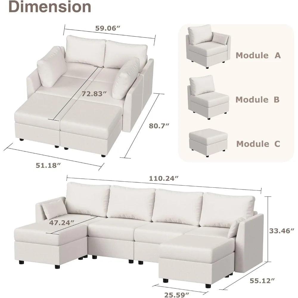 Modular Combination Sofa with Storage by NoEnName