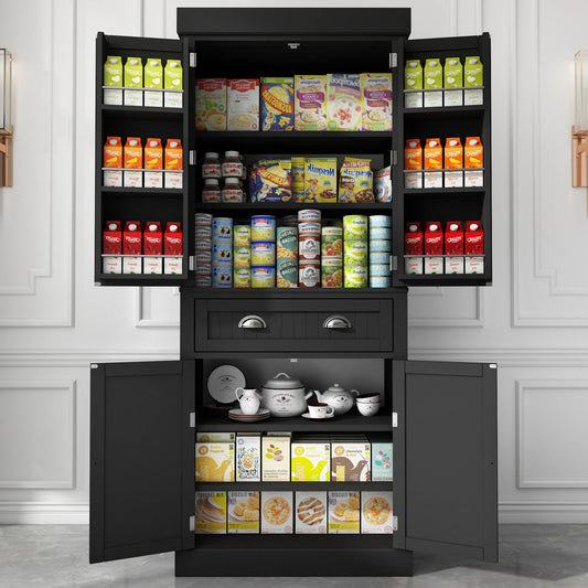 QiaoShiRen Pantry Cabinet Storage Cupboard with Adjustable Shelves