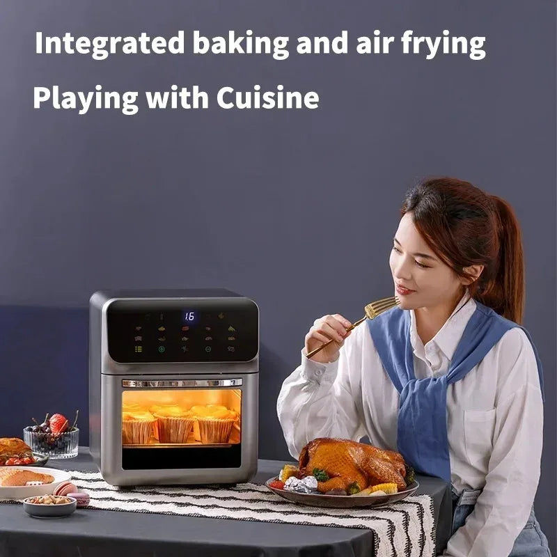10L Electric Air Fryer Large Capacity Convection Oven Deep Fryer Without Oil Kitchen Appliance 360 Degree Baking Viewable Window