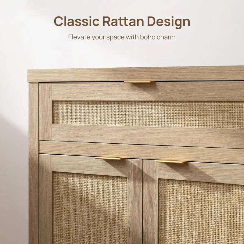 Boho Rattan Accent Sideboard Storage Cabinet