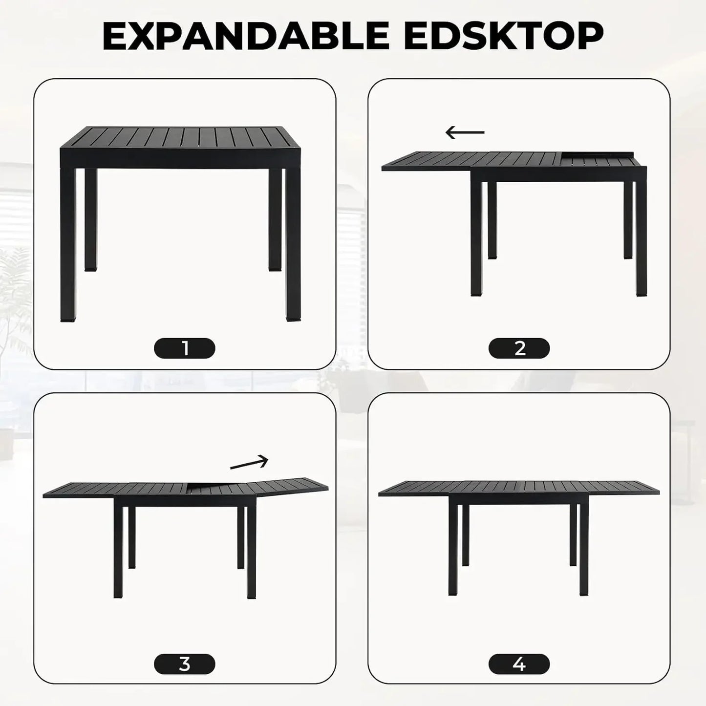 Outdoor Dining Set With Rectangle Expandable Table Chairs