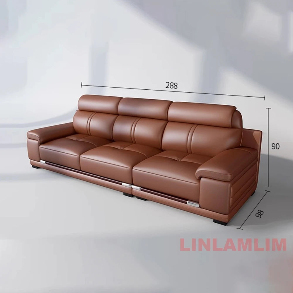 Manbas Modern Luxury L Shaped Leather Sofa Set for Living Room Sectional Corner Couch with Chaise Lounge Minimalist Furniture