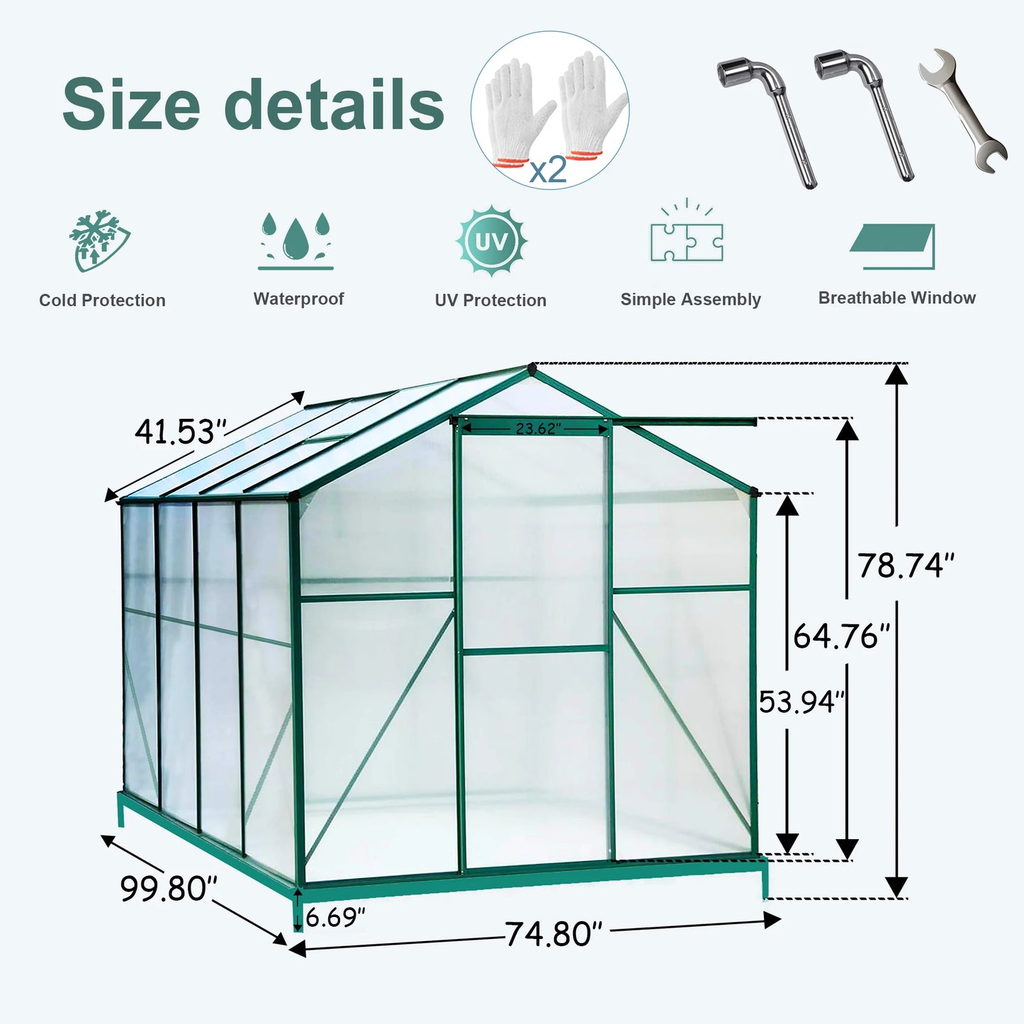 LZBEITEM Polycarbonate Greenhouse Heavy Duty Walk In Garden