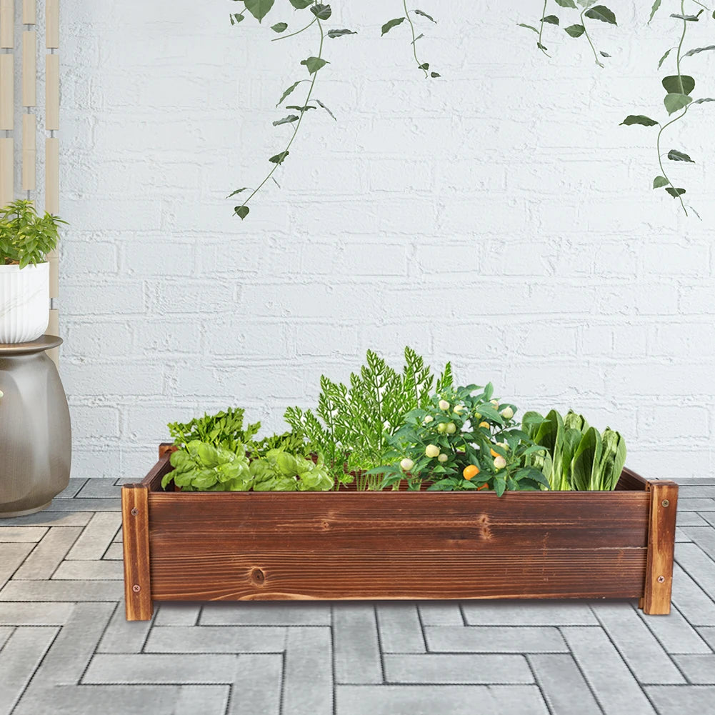 Large Wooden Raised Garden Bed Elevated Planter Box for Vegetables and Flowers