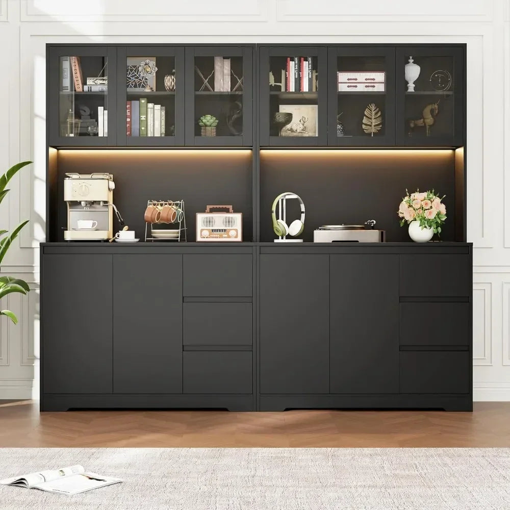 Guangbai Modern Kitchen Pantry Cabinet with LED Lights