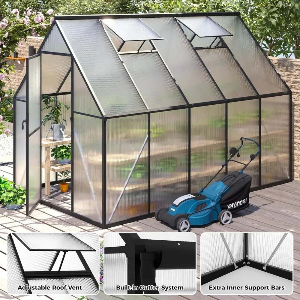 Frame Aluminum Walk In Greenhouse With Polycarbonate Vent