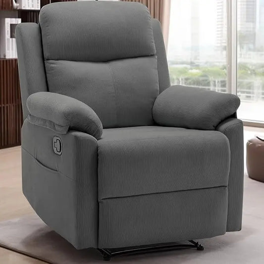 Recliner Chair for Adults Small Recliner Chair for Small Spaces Upholstered Manual Recliner with Side Pockets Corduroy Fabric