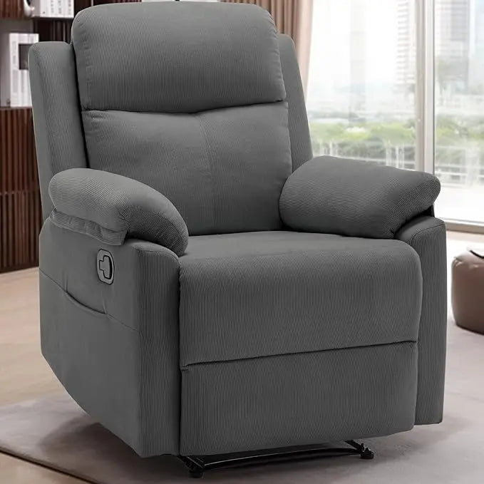 Recliner Chair for Adults Small Recliner Chair for Small Spaces Upholstered Manual Recliner with Side Pockets Corduroy Chair