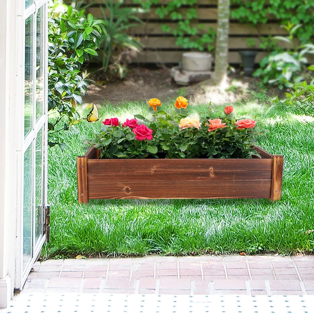 Large Wooden Raised Garden Bed Elevated Planter Box for Vegetables and Flowers