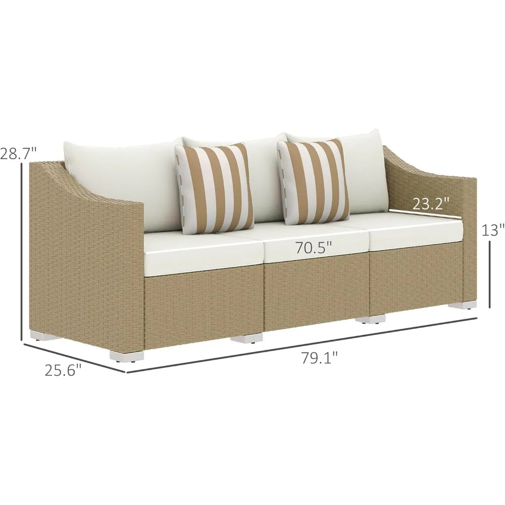 Angduo 3 Seater Wicker Patio Sofa With Cushions