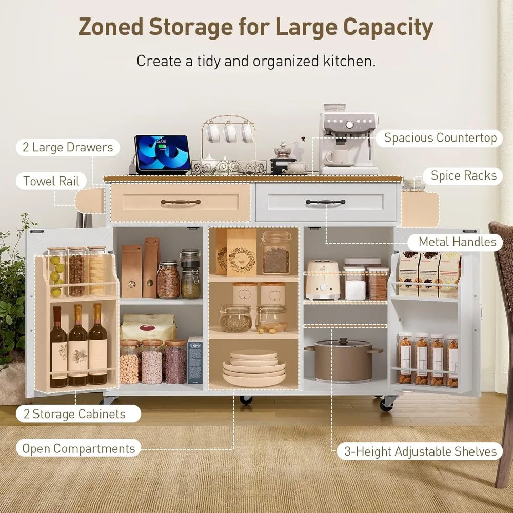 Kitchen Island With Built In Power Outlets And Drop Leaf