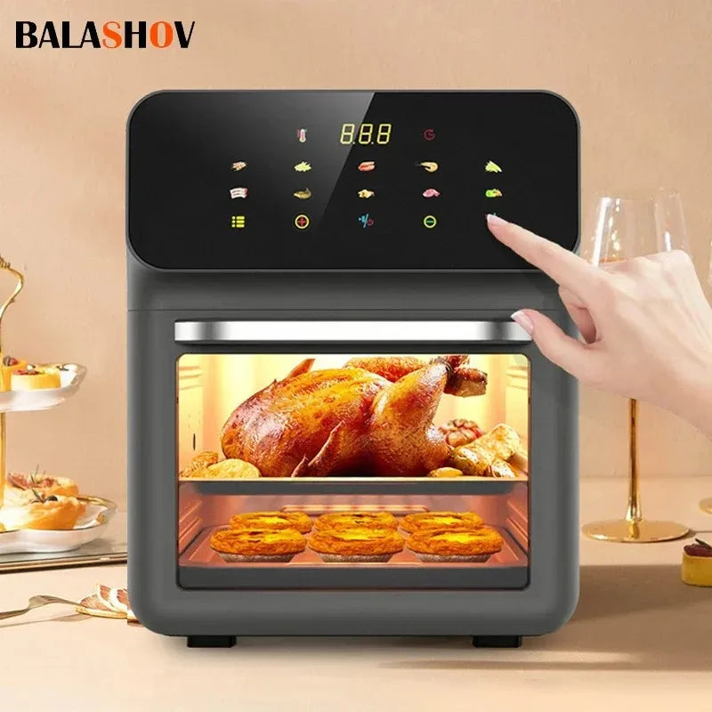 10L Electric Air Fryer Large Capacity Convection Oven Deep Fryer Without Oil Kitchen Appliance 360 Degree Baking Viewable Window