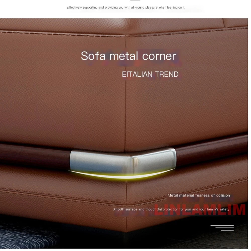 MANBAS Modern Luxury L-Shaped Leather Sofa Set