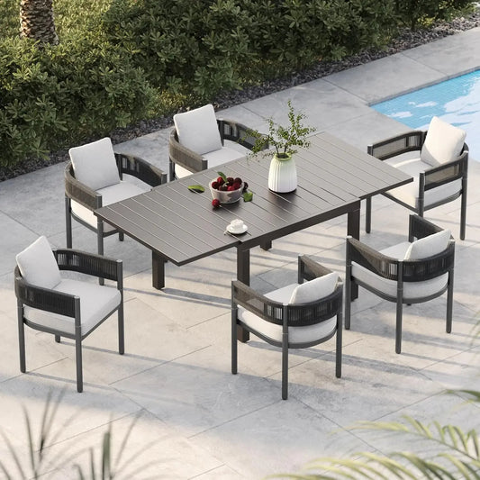 XMSJ 7-Piece Outdoor Dining Set with Expandable Table