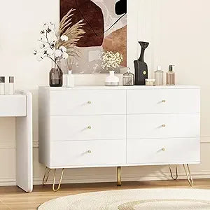 DAFIFY Modern Dresser With 6 Drawers And Metal Handles