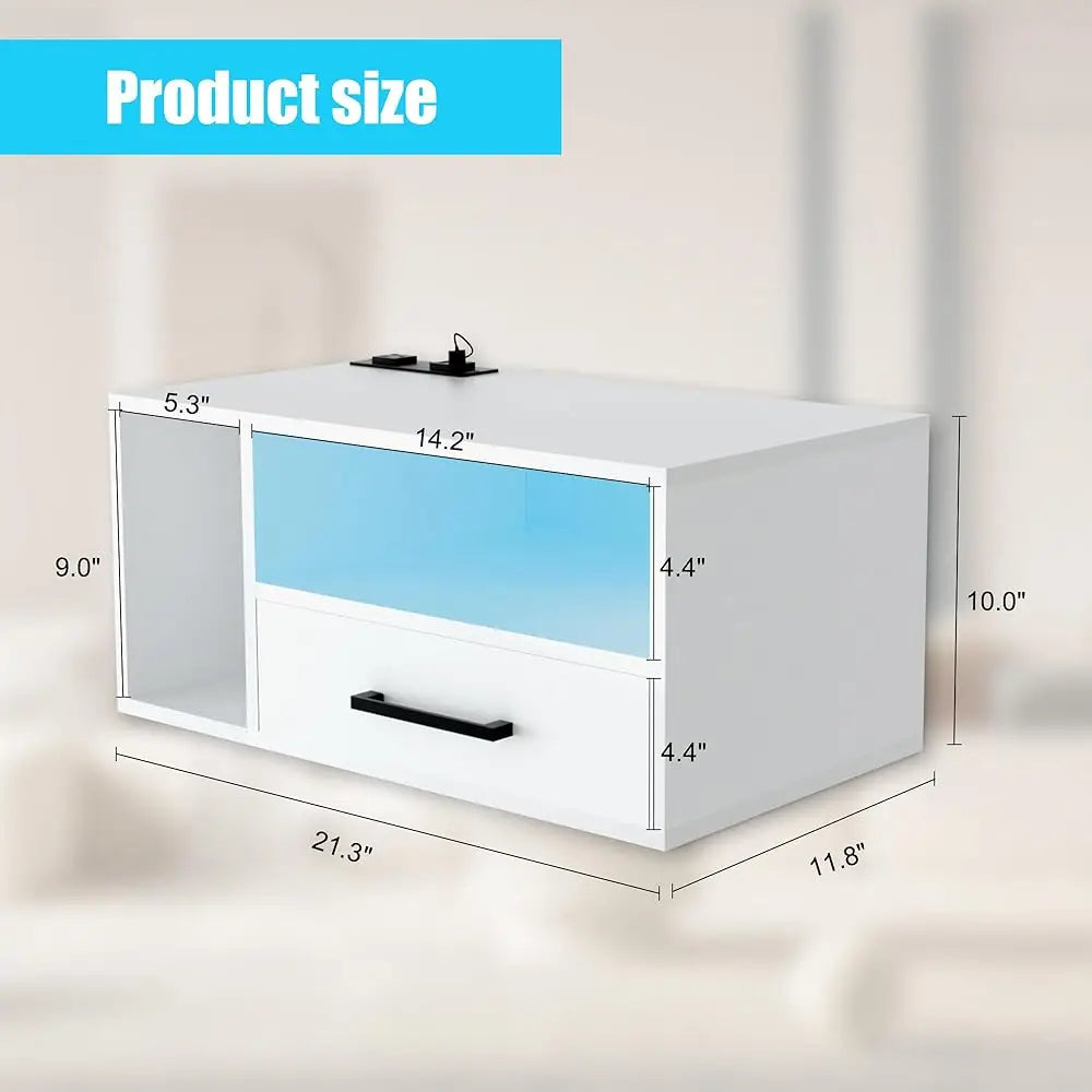 Hign-concerned Floating Nightstand USB Charging Station