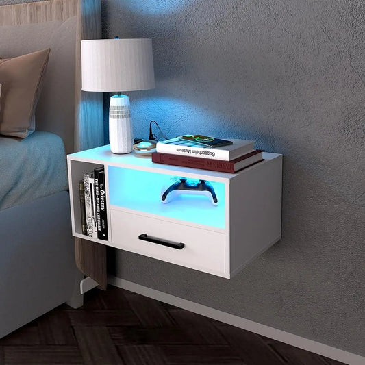 Hign-concerned Floating Nightstand USB Charging Station