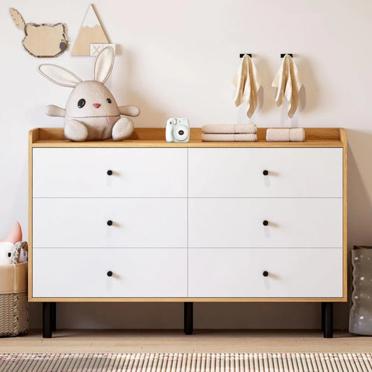 DAFIFY Modern Dresser With 6 Drawers And Metal Handles