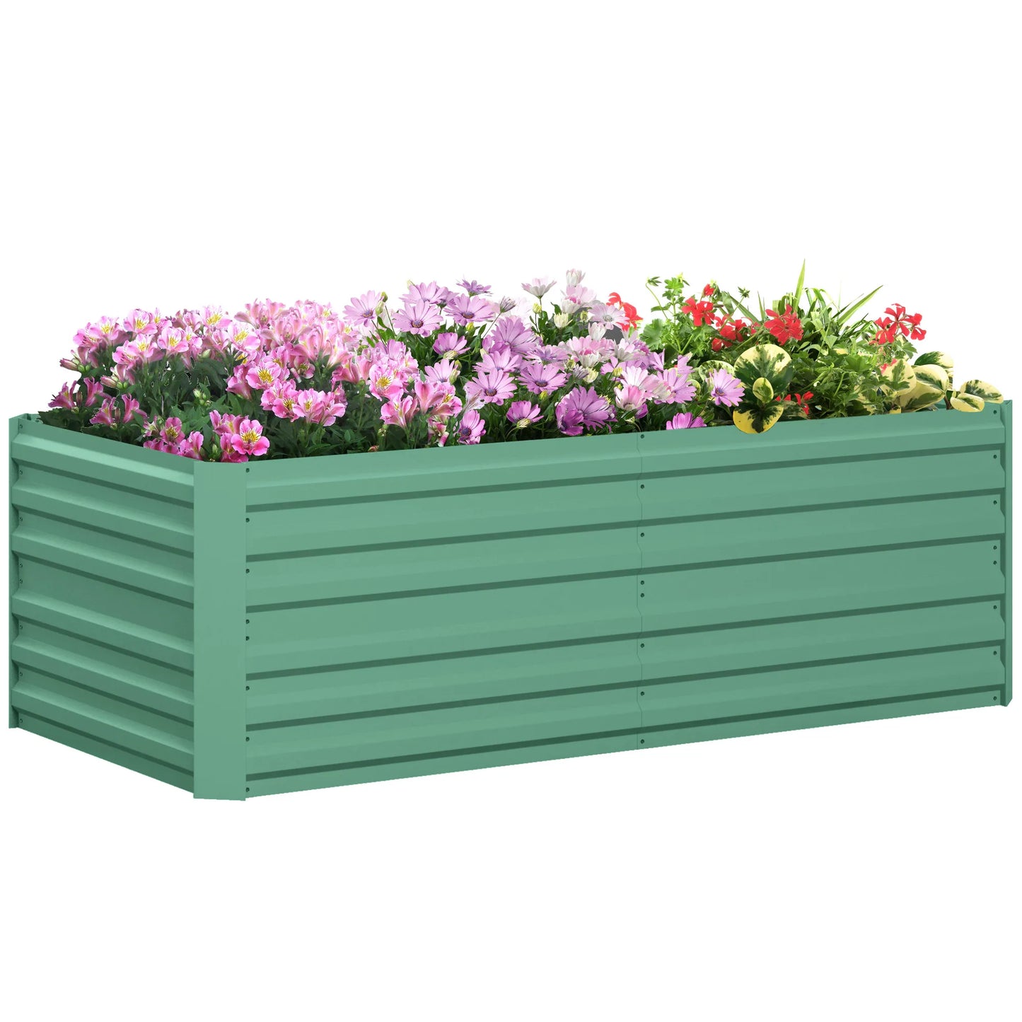 Outsunny Galvanized Raised Garden Bed Kit with Bars