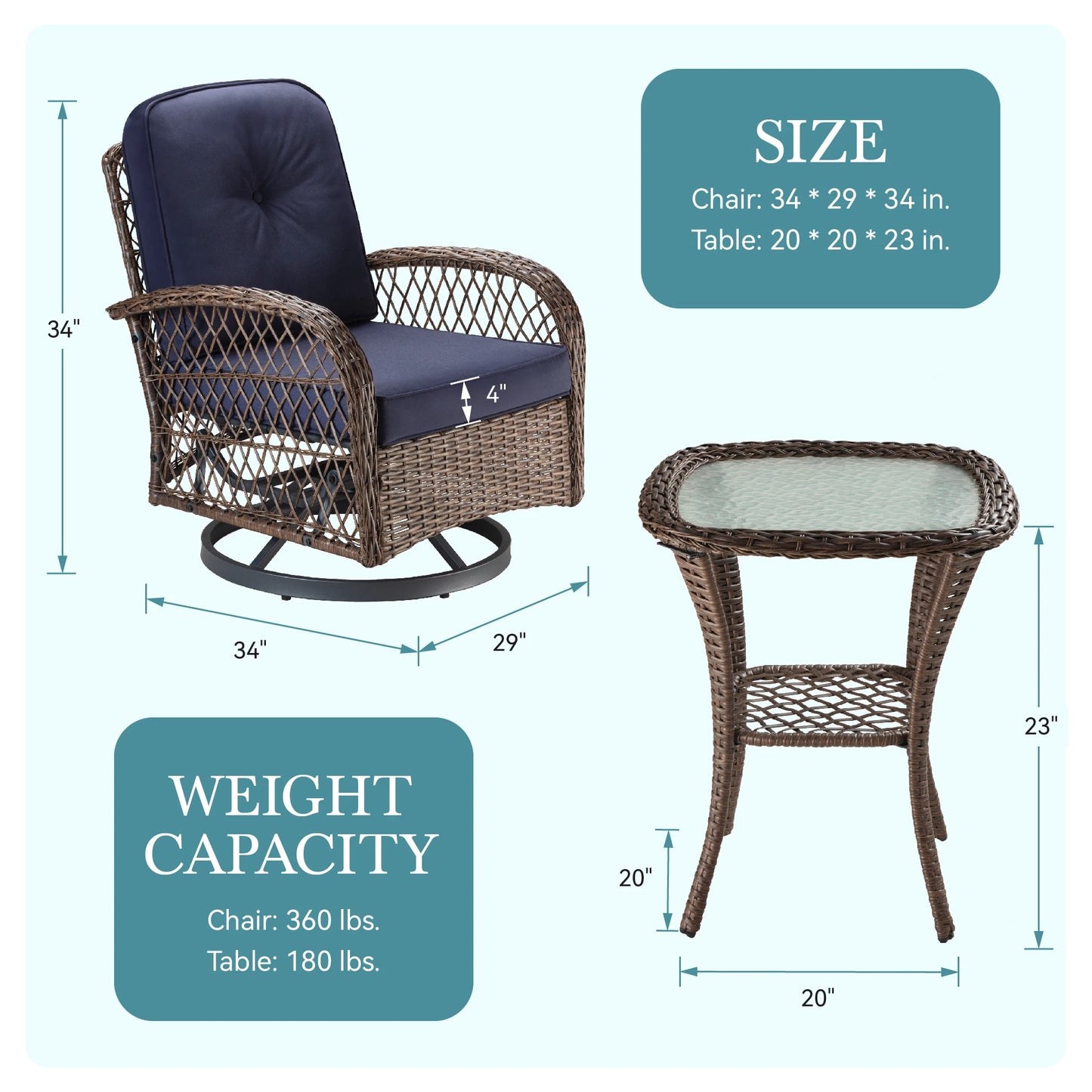 HOOMIC Patio Furniture Set with Cozy Padded Cushions