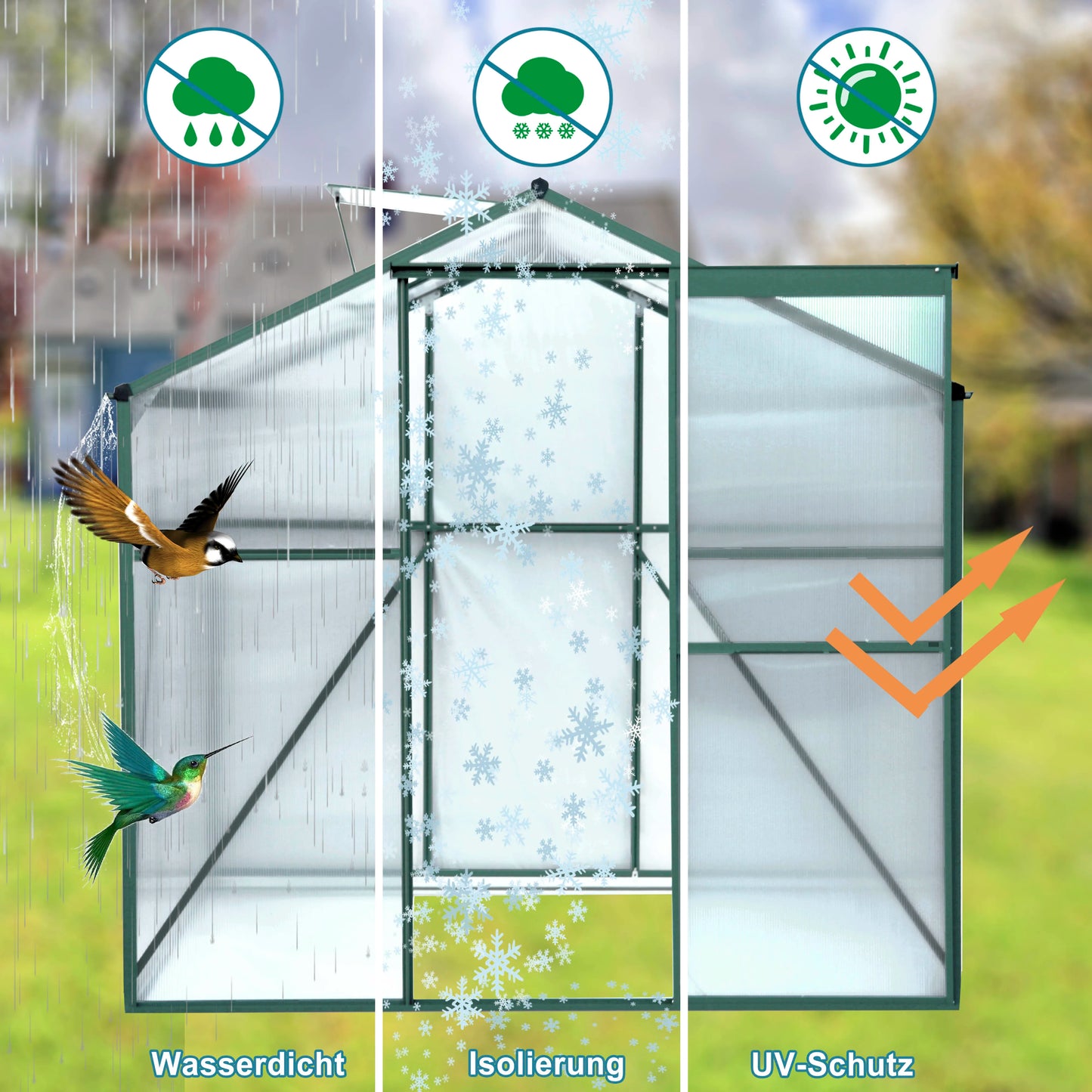 LZBEITEM Polycarbonate Greenhouse Heavy Duty Walk In Garden