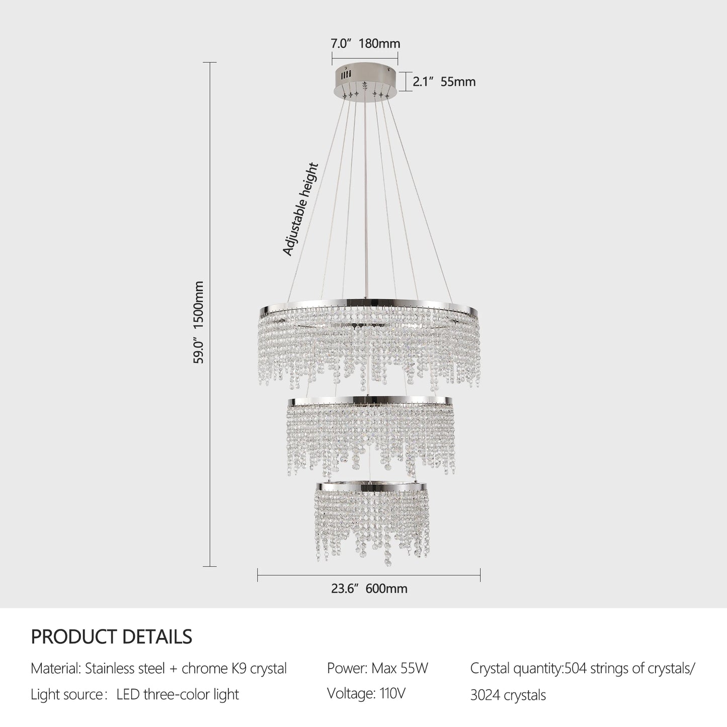 Dimmable LED Crystal Chandelier by NoEnName