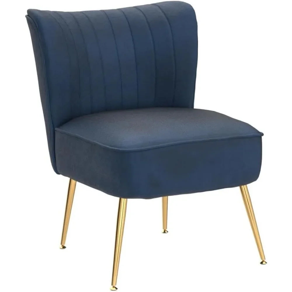 Velvet Accent Chairs Set of 2 Upholstered Side Chairs Mid Century Modern Slipper Chairs with Golden Legs